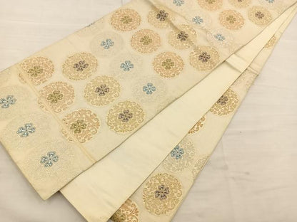 平和屋着物◎六通柄 京袋帯 花丸文 金銀糸 正絹 逸品 BAAT4705kg