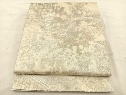 平和屋着物◎六通柄袋帯 唐織 風景文 プラチナ箔二重織 正絹 逸品 BAAT4709kg