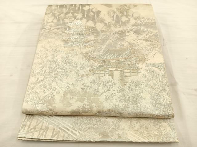 平和屋着物◎六通柄袋帯 唐織 風景文 プラチナ箔二重織 正絹 逸品 BAAT4709kg