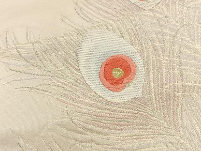 平和屋着物◎六通柄袋帯 唐織 孔雀花文 金銀糸 正絹 逸品 BAAT4768kg