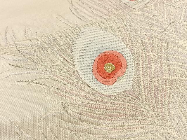 平和屋着物◎六通柄袋帯 唐織 孔雀花文 金銀糸 正絹 逸品 BAAT4768kg