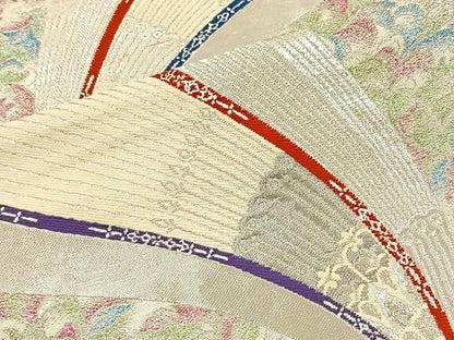 平和屋着物◎六通柄袋帯 唐織 花唐草文 銀糸 正絹 逸品 BAAT4772kg