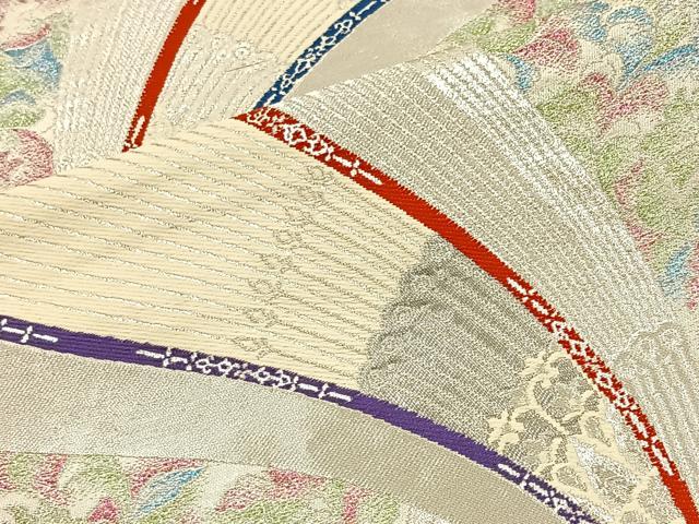 平和屋着物◎六通柄袋帯 唐織 花唐草文 銀糸 正絹 逸品 BAAT4772kg