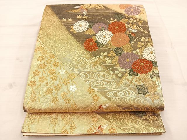 平和屋着物◎九百佐賀錦　六通柄袋帯　唐織　蒔絵　金糸　正絹　逸品　BAAT4793kg