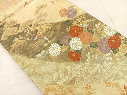 平和屋着物◎九百佐賀錦　六通柄袋帯　唐織　蒔絵　金糸　正絹　逸品　BAAT4793kg