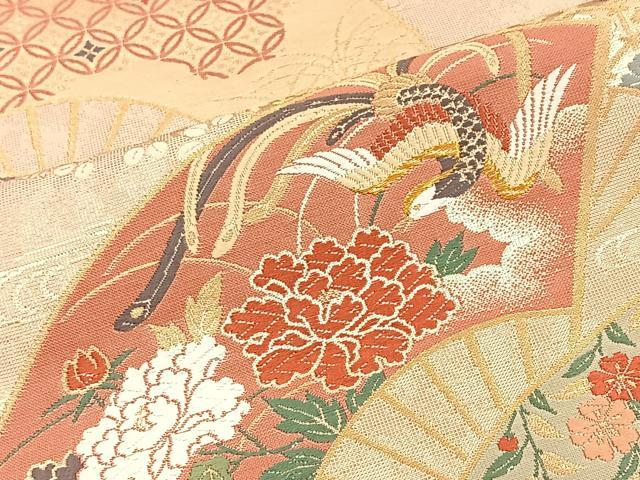 平和屋着物◎六通柄袋帯 地紙花文 金糸 正絹 逸品 BAAT4796kg