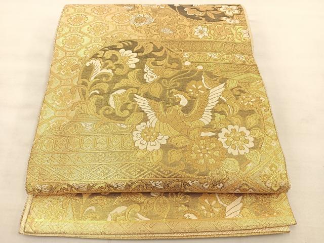 平和屋着物◎佐賀錦　六通柄袋帯　白鳳華文　金糸　正絹　逸品　BAAT4831hz