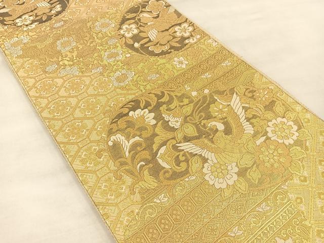 平和屋着物◎佐賀錦　六通柄袋帯　白鳳華文　金糸　正絹　逸品　BAAT4831hz