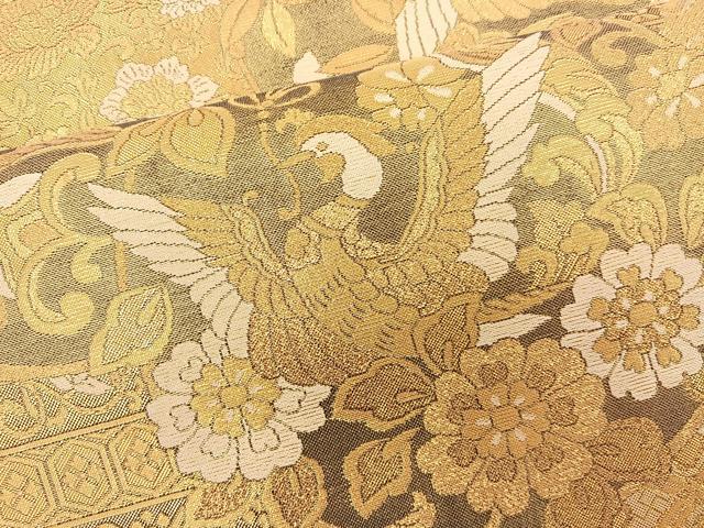 平和屋着物◎佐賀錦　六通柄袋帯　白鳳華文　金糸　正絹　逸品　BAAT4831hz
