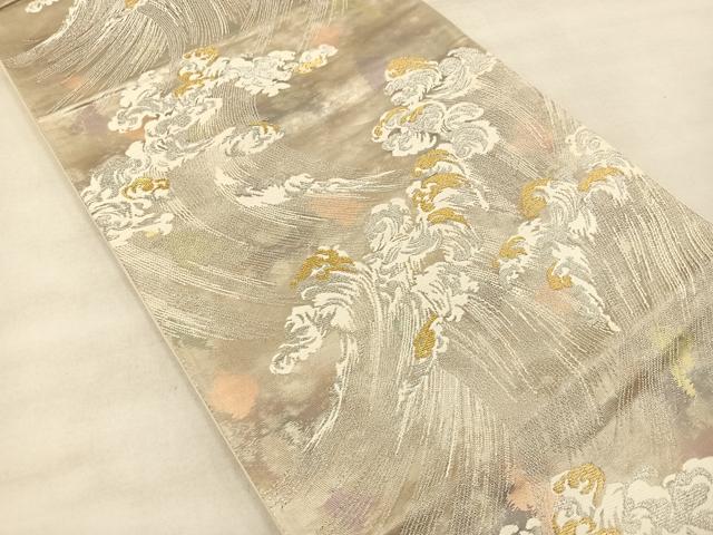 平和屋着物◎六通柄袋帯　唐織　立波文　金銀糸　引箔　正絹　逸品　BAAT4843hz