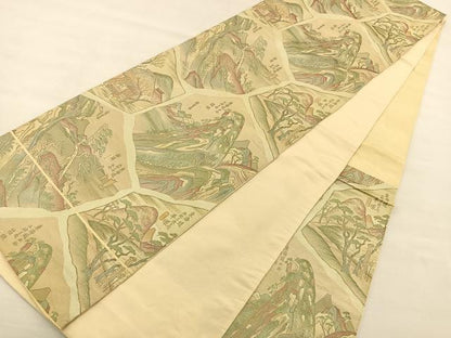 平和屋着物◎西陣　六通柄袋帯　東海道五十三次　正絹　逸品　BAAT4871hz