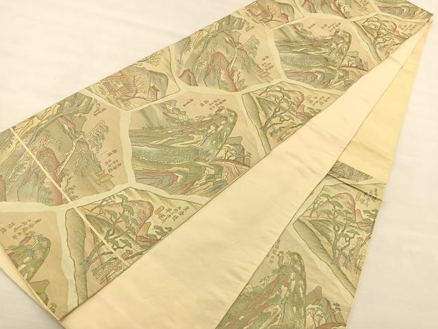 平和屋着物◎西陣　六通柄袋帯　東海道五十三次　正絹　逸品　BAAT4871hz