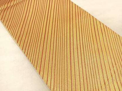 平和屋着物◎佐賀錦　全通柄袋帯　斜縞　金糸　正絹　逸品　BAAT4943hz