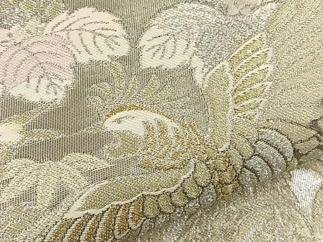 平和屋着物◎六通柄袋帯 唐織 尾長鳥花文 金銀糸 正絹 逸品 BAAT5017jr