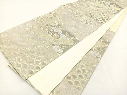 平和屋着物◎六通柄袋帯 唐織 尾長鳥花文 金銀糸 正絹 逸品 BAAT5017jr