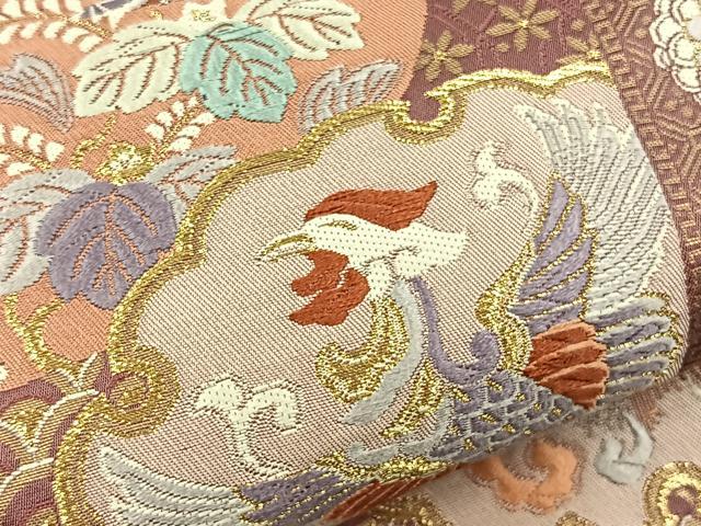 平和屋着物◎六通柄袋帯 唐織 上代飛鳥献上 金糸 正絹 逸品 BAAT5025jr