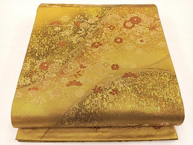 平和屋着物◎六通柄袋帯 金彩錦 立涌小袖 金糸 引箔 正絹 逸品 BAAT5032jr