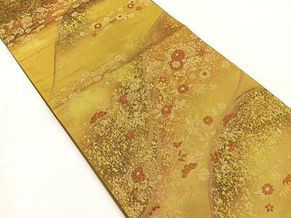 平和屋着物◎六通柄袋帯 金彩錦 立涌小袖 金糸 引箔 正絹 逸品 BAAT5032jr