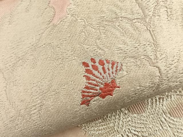 平和屋着物◎六通柄袋帯　唐織　牡丹文　銀糸　正絹　逸品　BAAT5037jr