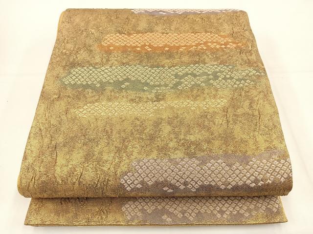 平和屋着物◎六通柄袋帯　ふくれ織り　霞鹿の子文　正絹　逸品　BAAT5038jr