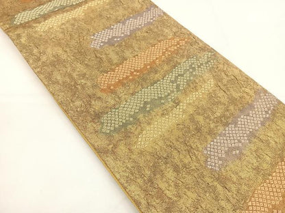 平和屋着物◎六通柄袋帯　ふくれ織り　霞鹿の子文　正絹　逸品　BAAT5038jr