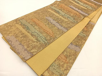 平和屋着物◎六通柄袋帯　ふくれ織り　霞鹿の子文　正絹　逸品　BAAT5038jr