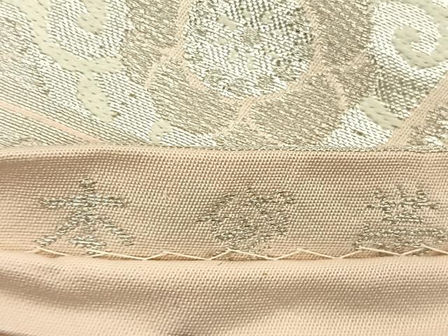 平和屋着物◎六通柄 本袋帯 唐織 七宝風景文 銀糸 正絹 逸品 BAAT5039jr