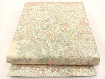 平和屋着物◎六通柄袋帯　鳳凰花文　金銀糸　正絹　逸品　BAAT5092jr