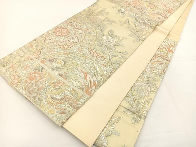 平和屋着物◎六通柄袋帯　鳳凰花文　金銀糸　正絹　逸品　BAAT5092jr