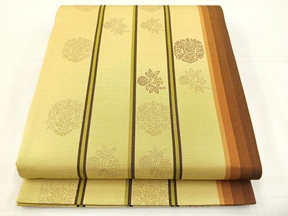 平和屋着物◎全通柄袋帯　草花間道　金糸　正絹　逸品　BAAT5098jr