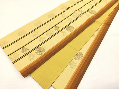 平和屋着物◎全通柄袋帯　草花間道　金糸　正絹　逸品　BAAT5098jr