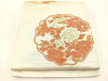 平和屋着物◎六通柄袋帯 唐織 花鳥文 金銀糸 正絹 逸品 BAAT5112jr
