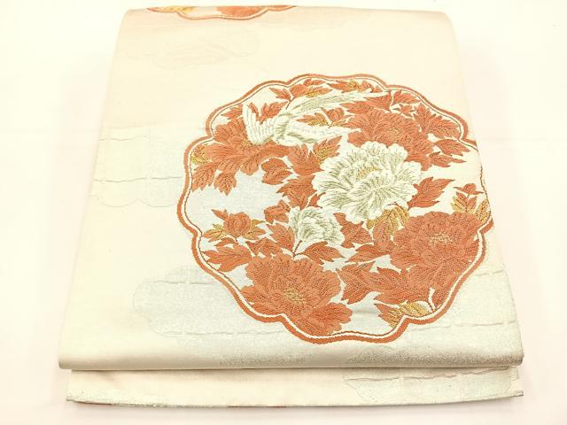 平和屋着物◎六通柄袋帯 唐織 花鳥文 金銀糸 正絹 逸品 BAAT5112jr