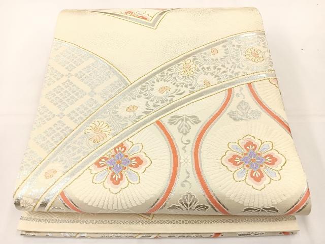 平和屋着物◎六通柄袋帯 唐織 地紙花文 金銀糸 正絹 逸品 BAAT5126jr