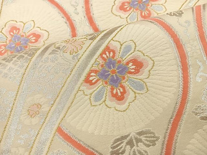 平和屋着物◎六通柄袋帯 唐織 地紙花文 金銀糸 正絹 逸品 BAAT5126jr
