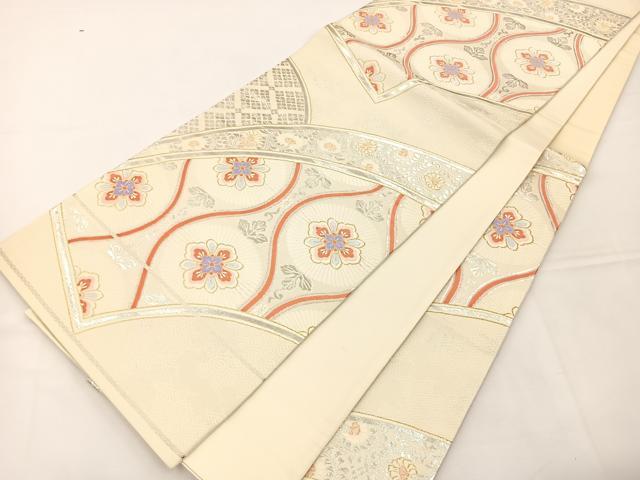 平和屋着物◎六通柄袋帯 唐織 地紙花文 金銀糸 正絹 逸品 BAAT5126jr