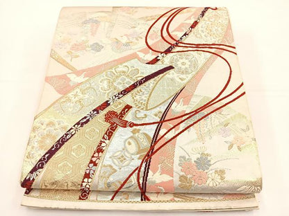 平和屋着物◎六通柄袋帯 唐織 宝飾能美 創美彩箔 正絹 逸品 BAAT5136jr