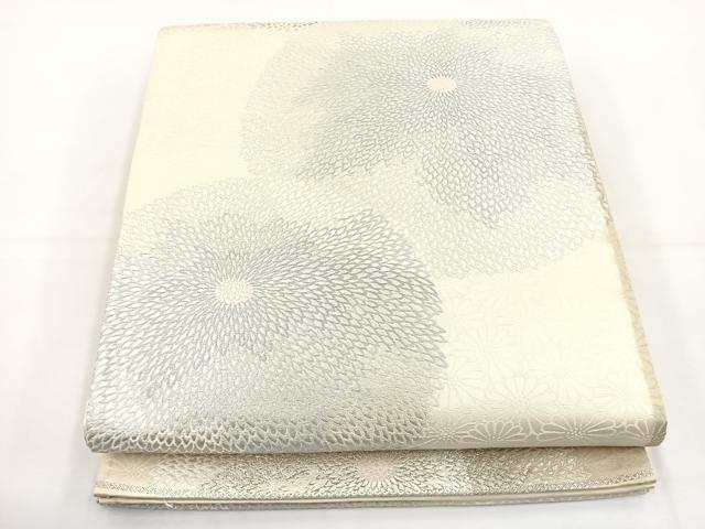 平和屋着物◎六通柄袋帯　唐織　万寿菊文　銀糸　正絹　逸品　BAAT5152jr