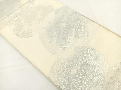 平和屋着物◎六通柄袋帯　唐織　万寿菊文　銀糸　正絹　逸品　BAAT5152jr