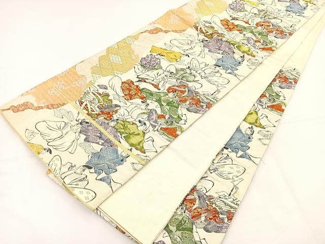 平和屋着物◎六通柄袋帯 三十六歌仙 金糸 正絹 逸品 BAAT5163jr