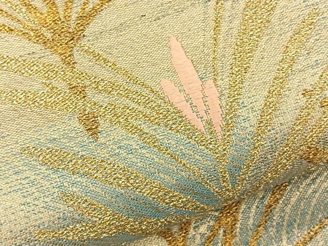 平和屋着物◎六通柄袋帯 唐織 若松文 金糸 正絹 逸品 BAAT5164jr