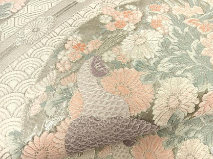 平和屋着物◎六通柄袋帯　唐織　九百錦　桃山花鳥文　プラチナ箔　正絹　逸品　BAAT5165jr