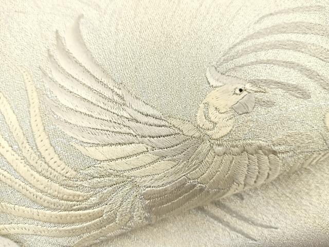 平和屋着物◎太鼓柄袋帯　総刺繍　綴れ　鳳凰文　銀彩　正絹　逸品　BAAT5169jr