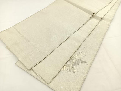 平和屋着物◎太鼓柄袋帯　総刺繍　綴れ　鳳凰文　銀彩　正絹　逸品　BAAT5169jr