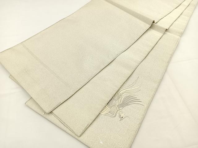 平和屋着物◎太鼓柄袋帯　総刺繍　綴れ　鳳凰文　銀彩　正絹　逸品　BAAT5169jr