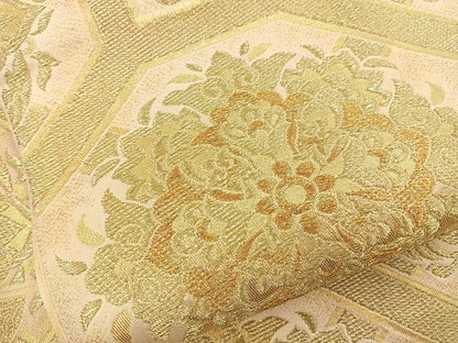 平和屋着物◎六通柄袋帯 蜀江花文 金糸 正絹 逸品 BAAT5186jr