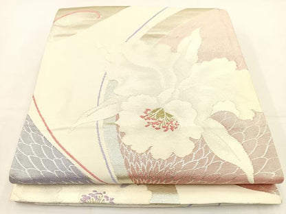 平和屋着物◎六通柄袋帯 唐織 カトレア 金銀糸 正絹 逸品 BAAT5204jr