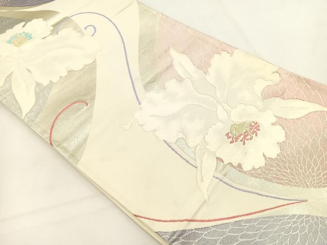 平和屋着物◎六通柄袋帯 唐織 カトレア 金銀糸 正絹 逸品 BAAT5204jr