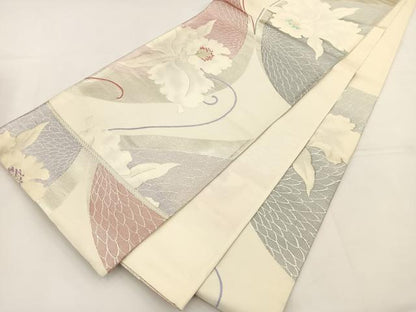 平和屋着物◎六通柄袋帯 唐織 カトレア 金銀糸 正絹 逸品 BAAT5204jr