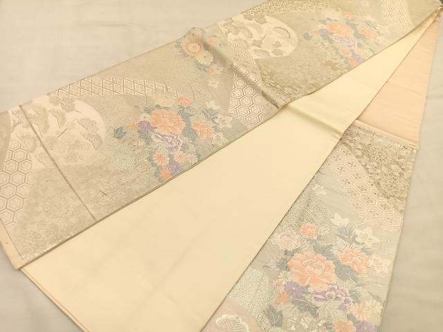 平和屋着物◎六通柄袋帯 唐織 花車文 銀糸 正絹 逸品 BAAT5369hv